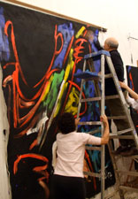 E.J. Gold painting new work for IAJE 2008